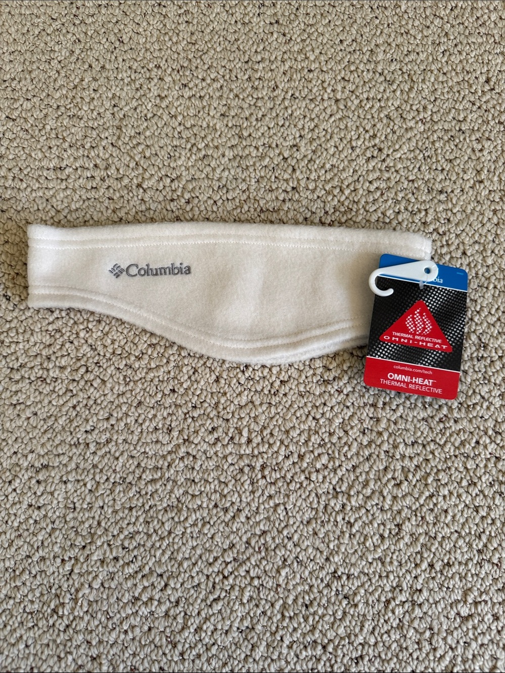 Columbia Cream Fleece Headband with Omni-Heat Tag
